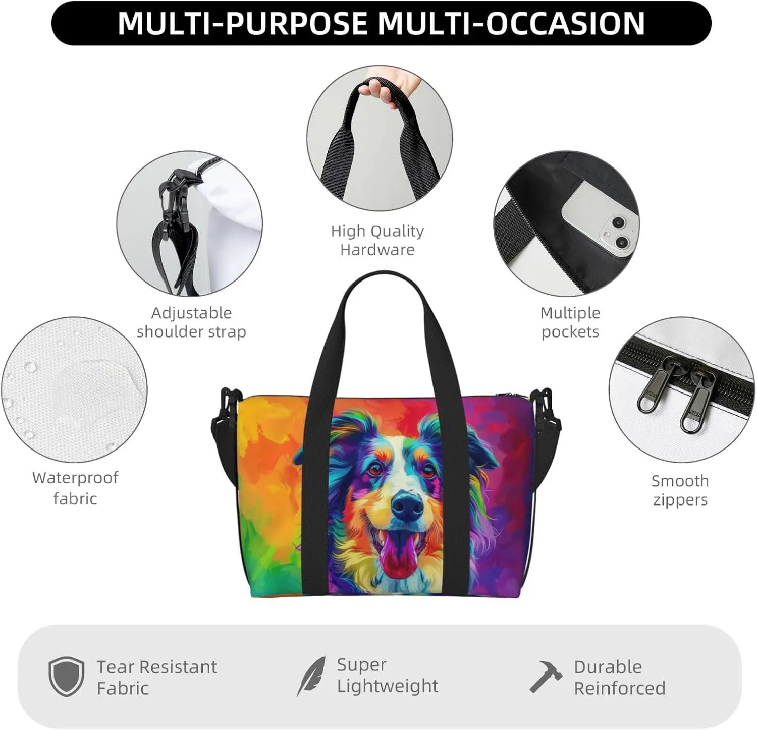 Afghan Hound dog cute print Travel Duffel Bag, Sports Tote Gym Bag, Swim Pool Bag Large Shoulder Tote Bag for Beach Weekender