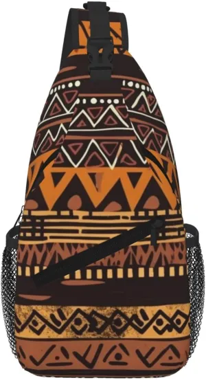 African Mud Cloth Tribal Sling Bag For Women Men Travel Hiking Backpack Crossbody Shoulder Chest Bags Casual Daypack