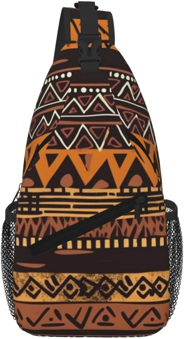 African Mud Cloth Tribal Sling Bag For Women Men Travel Hiking Backpack Crossbody Shoulder Chest Bags Casual Daypack