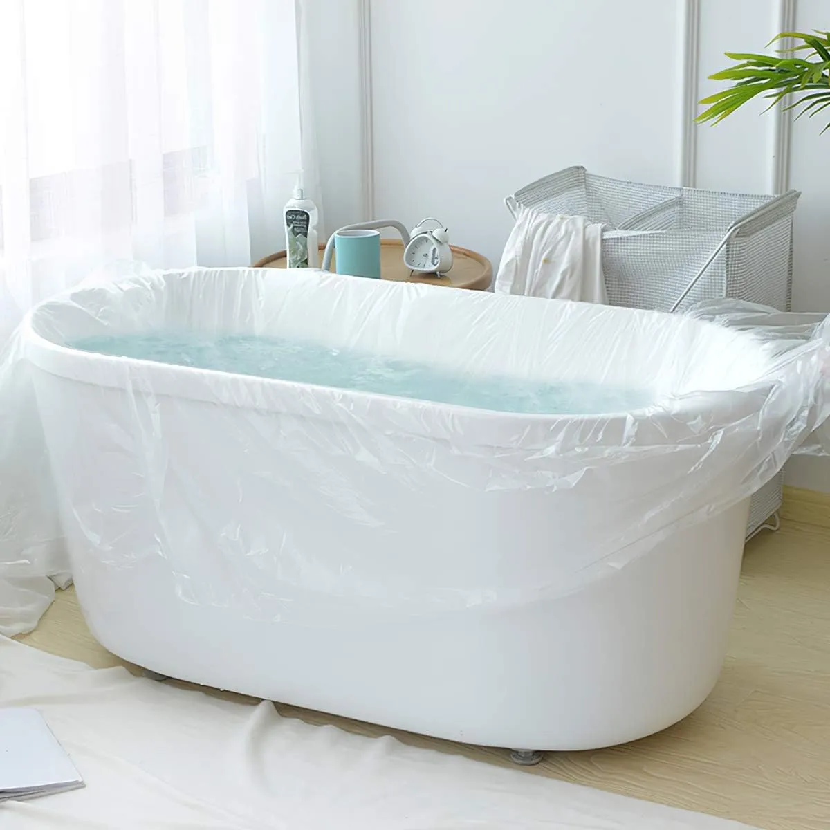 AGPTEK 12 Pack Disposable Bathtub Cover Liner, Large Bathtub Liner Plastic Bag for Salon, Household and Hotel Bath Tubs (102 x47 Inch)