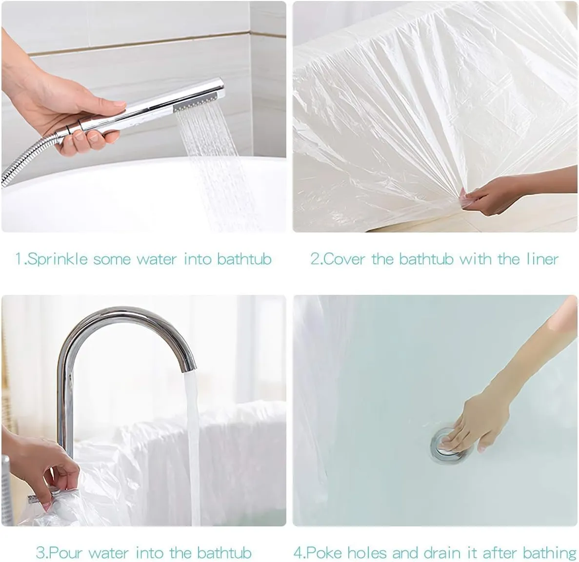 AGPTEK 12 Pack Disposable Bathtub Cover Liner, Large Bathtub Liner Plastic Bag for Salon, Household and Hotel Bath Tubs (102 x47 Inch)