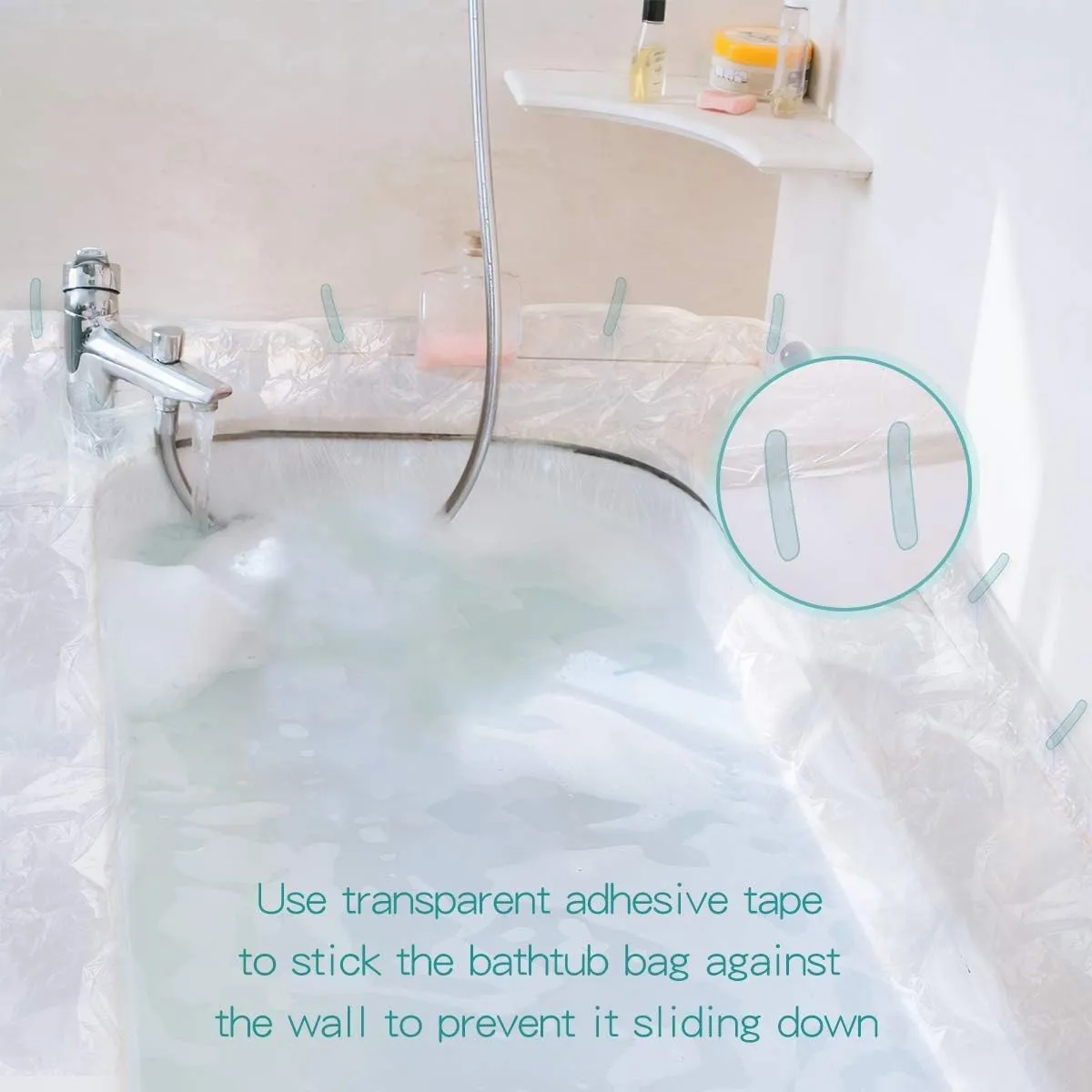 AGPTEK 12 Pack Disposable Bathtub Cover Liner, Large Bathtub Liner Plastic Bag for Salon, Household and Hotel Bath Tubs (102 x47 Inch)