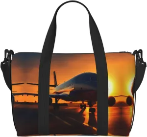 airplane at sunset Duffel Bags for Traveling - Lightweight Personal Item Travel Bags, Gym Bags for Men and Women