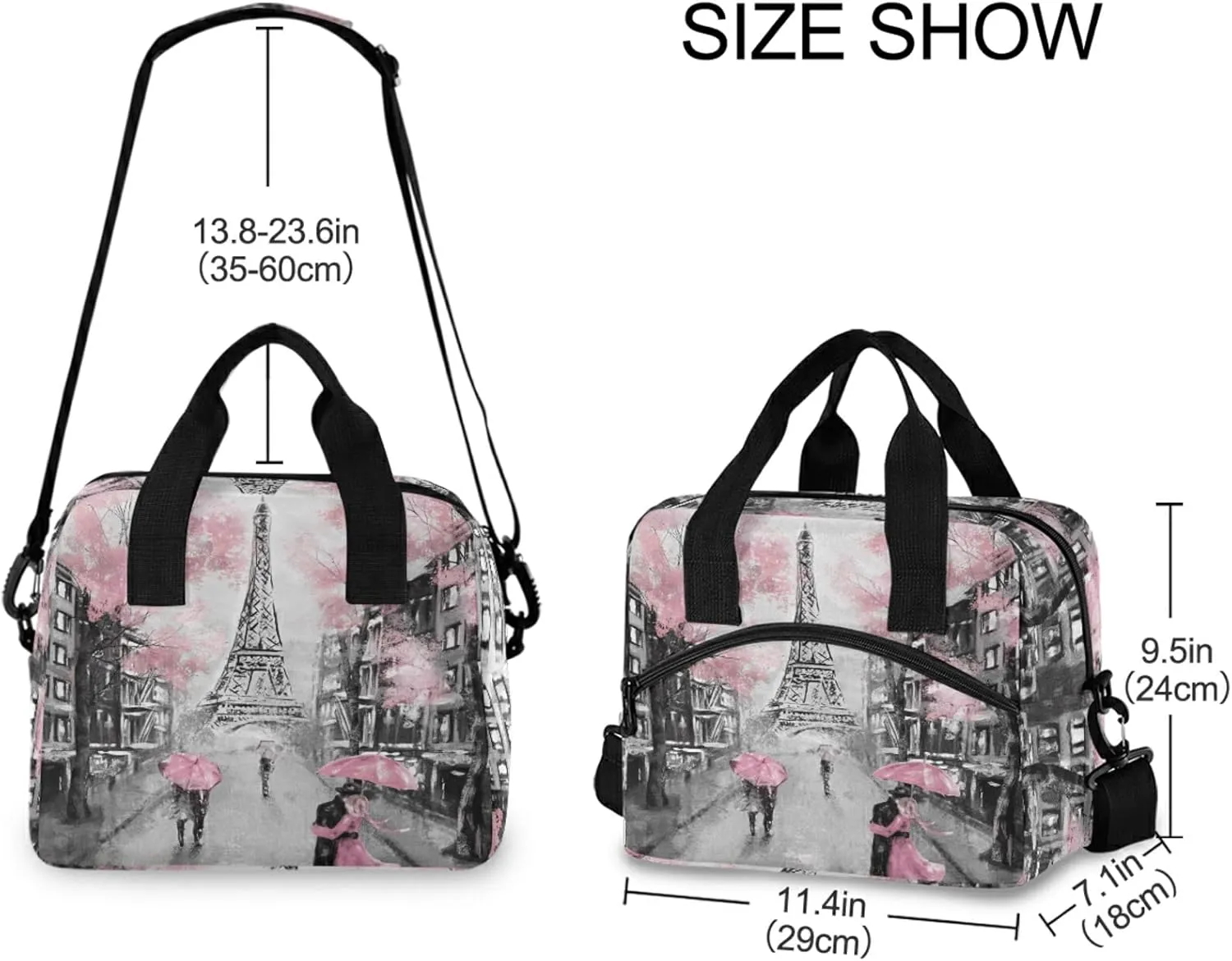 ALAZA Art Paris Eiffel Tower Insulated Lunch Box Reusable Cooler Bags with Shoulder Strap for Women Men Adults, 19-Can (12.5L)