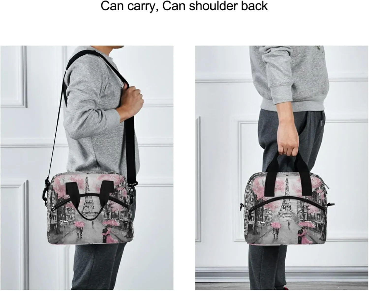ALAZA Art Paris Eiffel Tower Insulated Lunch Box Reusable Cooler Bags with Shoulder Strap for Women Men Adults, 19-Can (12.5L)