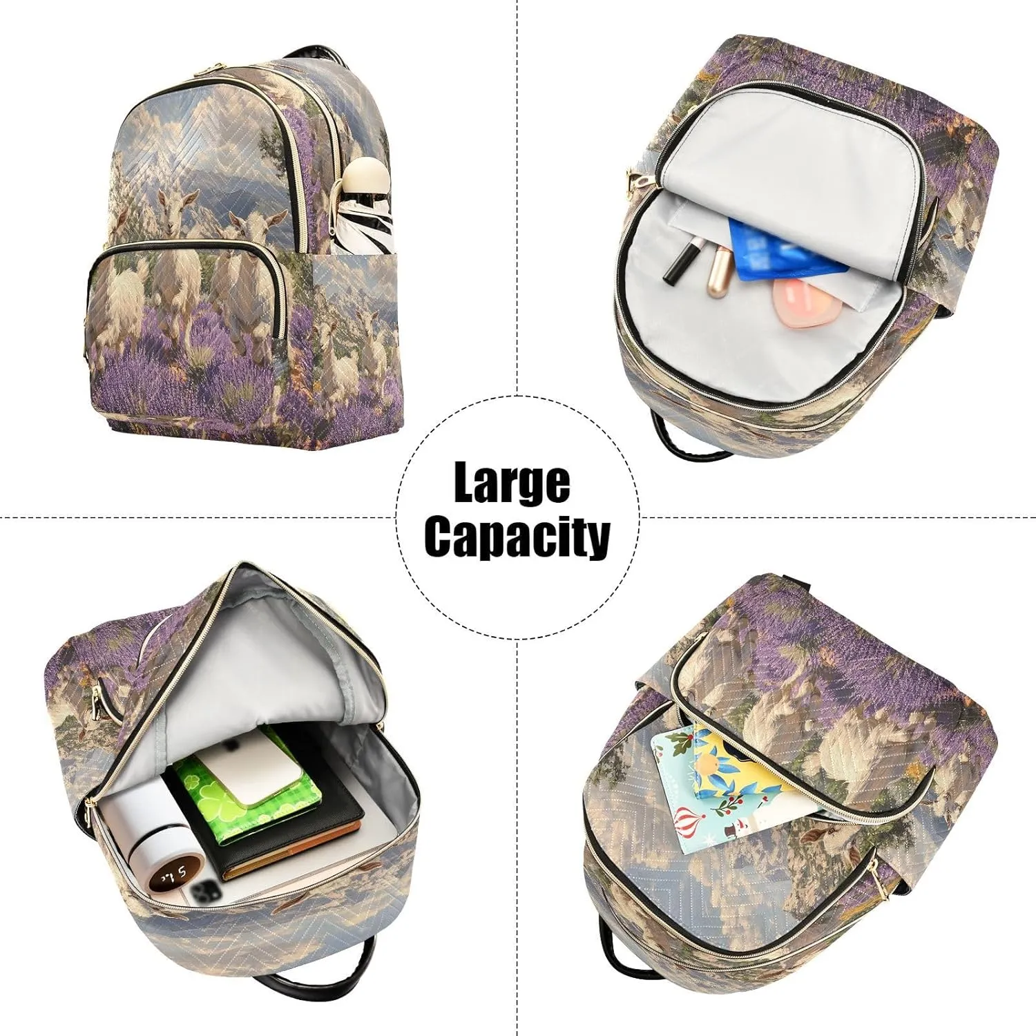 ALAZA Mini Backpack for Women Goats Field Travel Backpack Purse for Ladies Handbag Shoulder Bag Casual Daypack, M