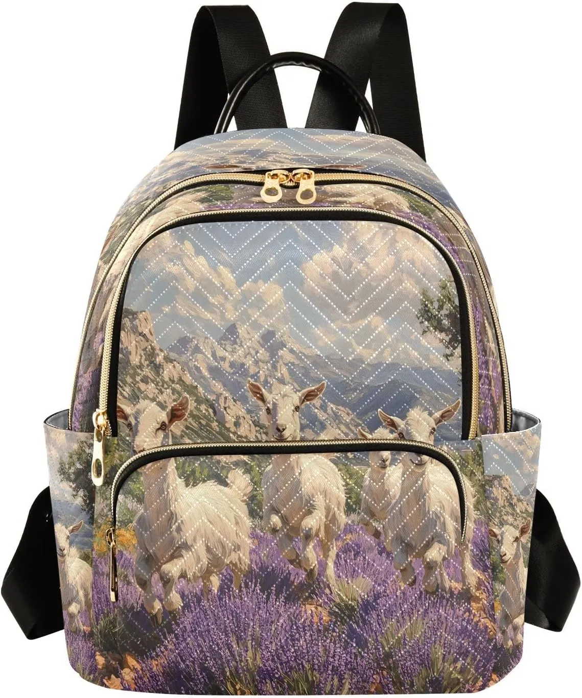 ALAZA Mini Backpack for Women Goats Field Travel Backpack Purse for Ladies Handbag Shoulder Bag Casual Daypack, M