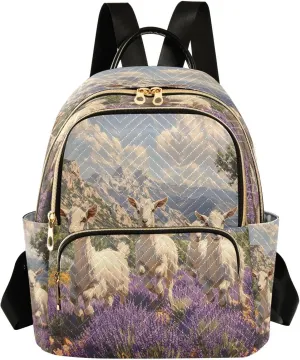 ALAZA Mini Backpack for Women Goats Field Travel Backpack Purse for Ladies Handbag Shoulder Bag Casual Daypack, M