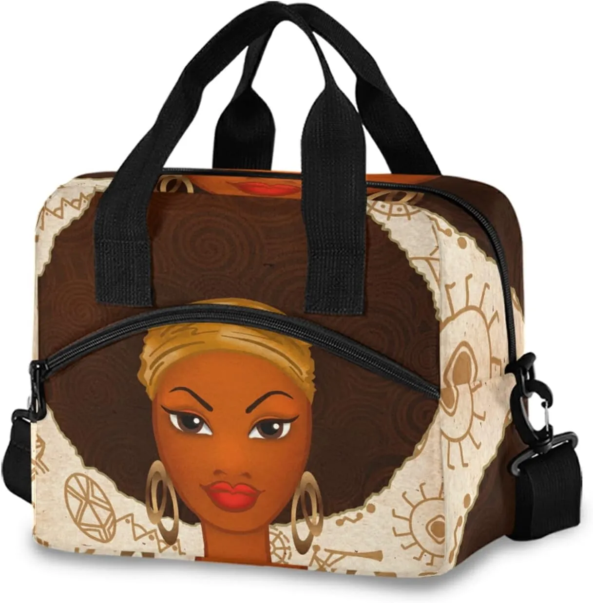 ALAZA Portrait of African Woman Insulated Lunch Box Reusable Cooler Bags with Shoulder Strap for Women Men Adults, 19-Can (12.5L)