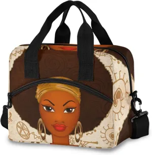 ALAZA Portrait of African Woman Insulated Lunch Box Reusable Cooler Bags with Shoulder Strap for Women Men Adults, 19-Can (12.5L)