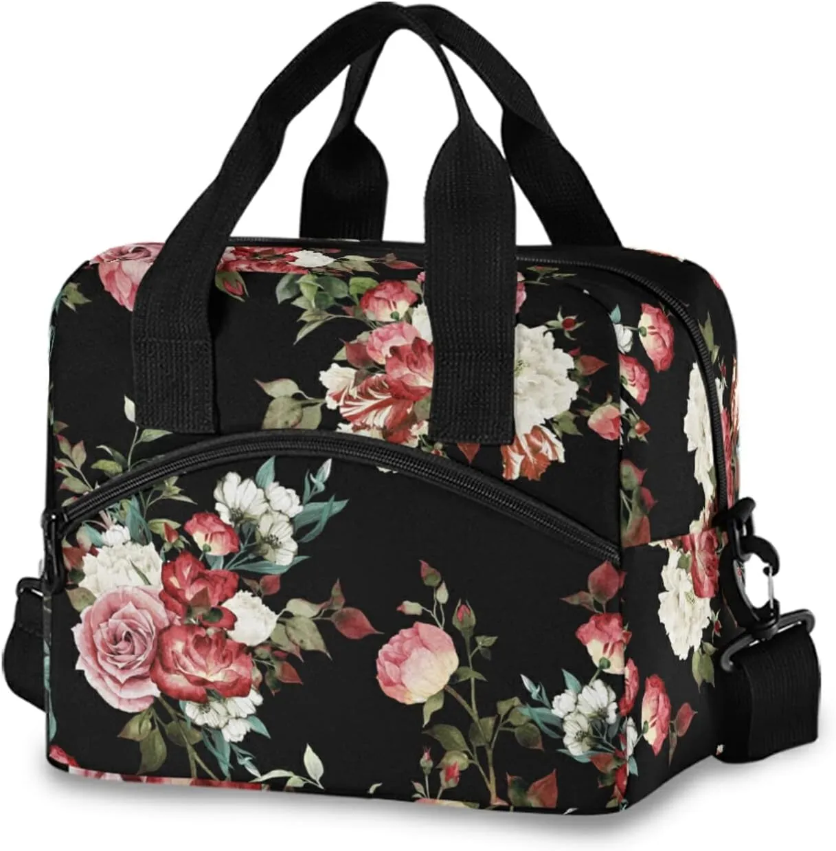 ALAZA Rose Flower Watercolor Floral Insulated Lunch Box Reusable Cooler Bags with Shoulder Strap for Women Men Adults, 19-Can (12.5L)