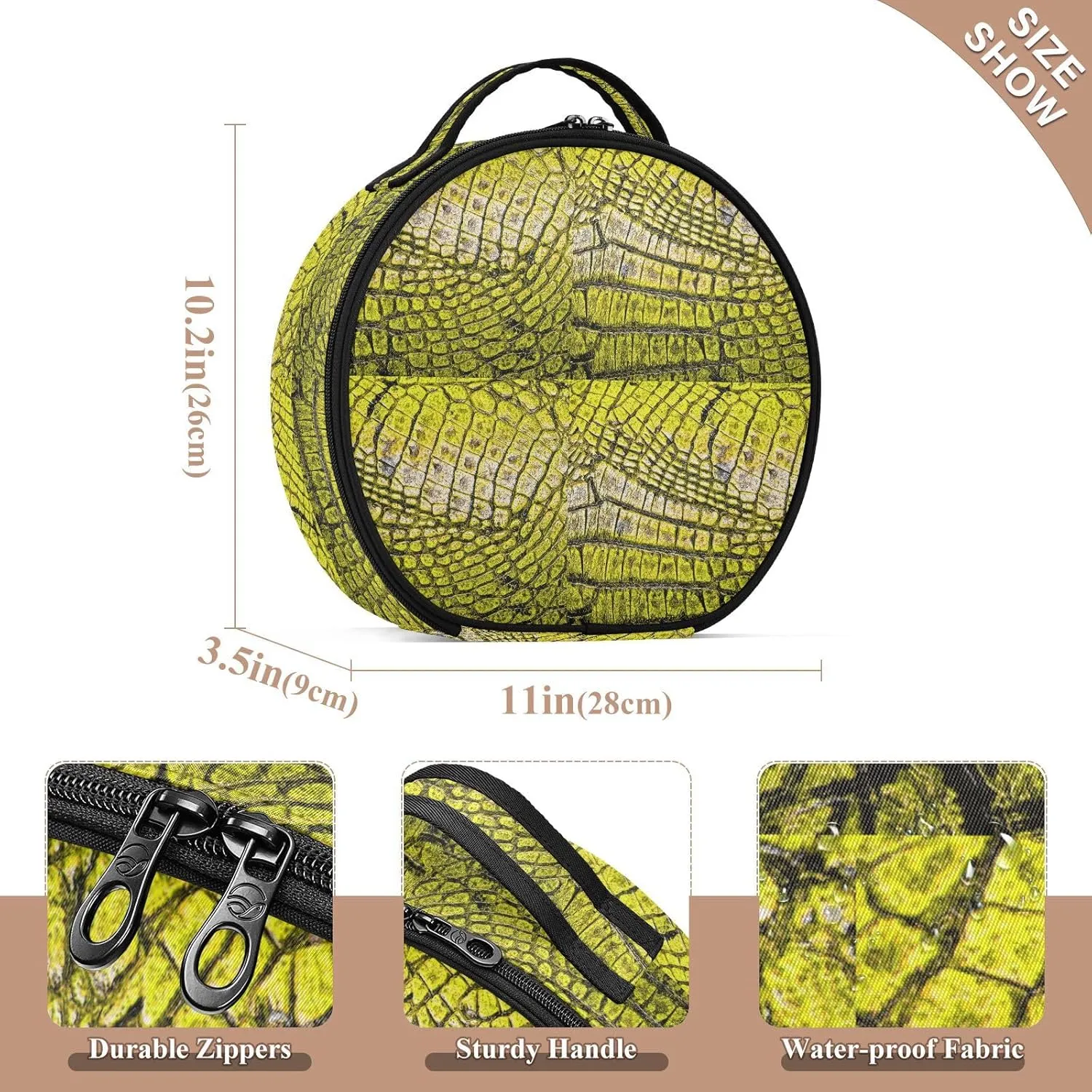 ALAZA Yellow Alligator Patterned Portable Cosmetic Bag Large Capacity Makeup Bags