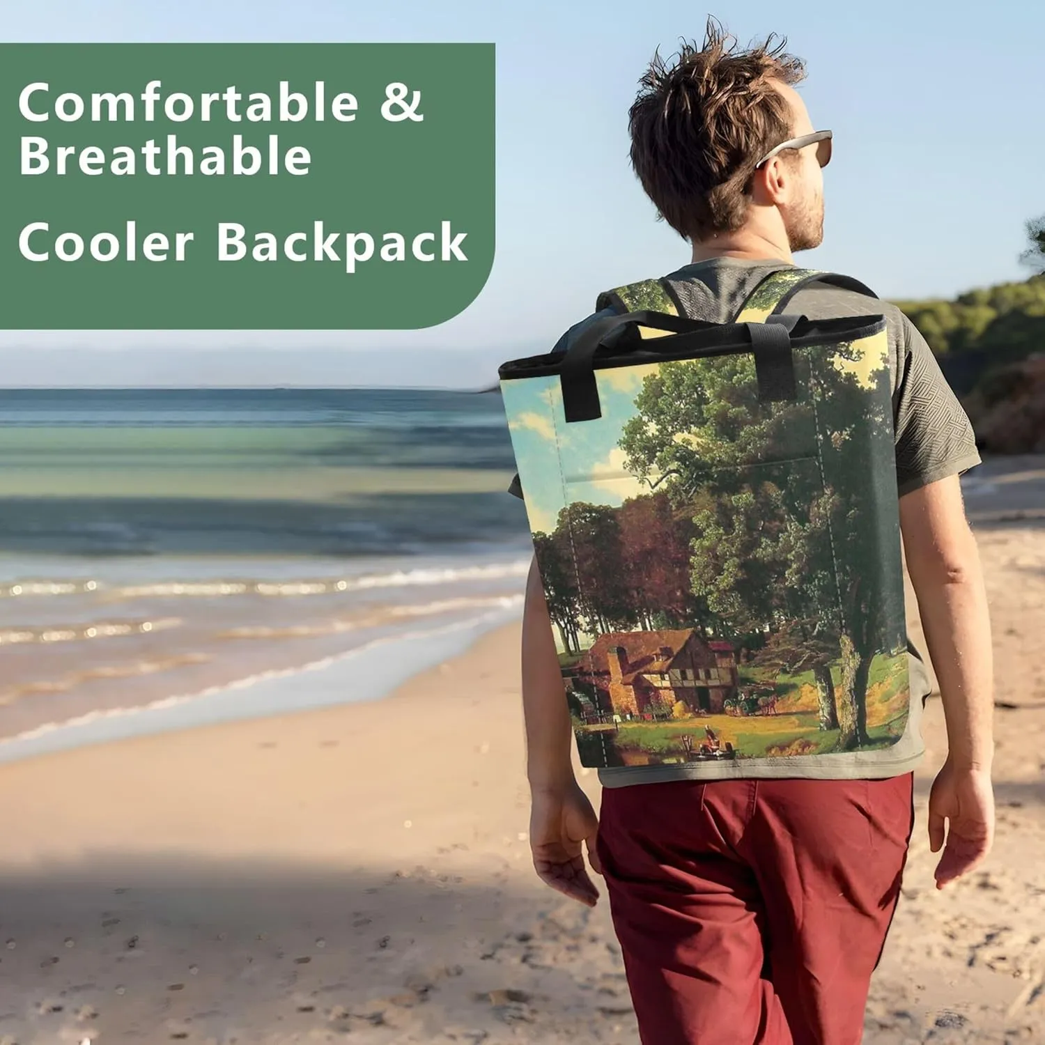 Albert Bierstadt Rustic Mill Painting Cooler Bags 36 Cans Insulated Beach Cooler Bag Cooling Bookbag for Women Travel