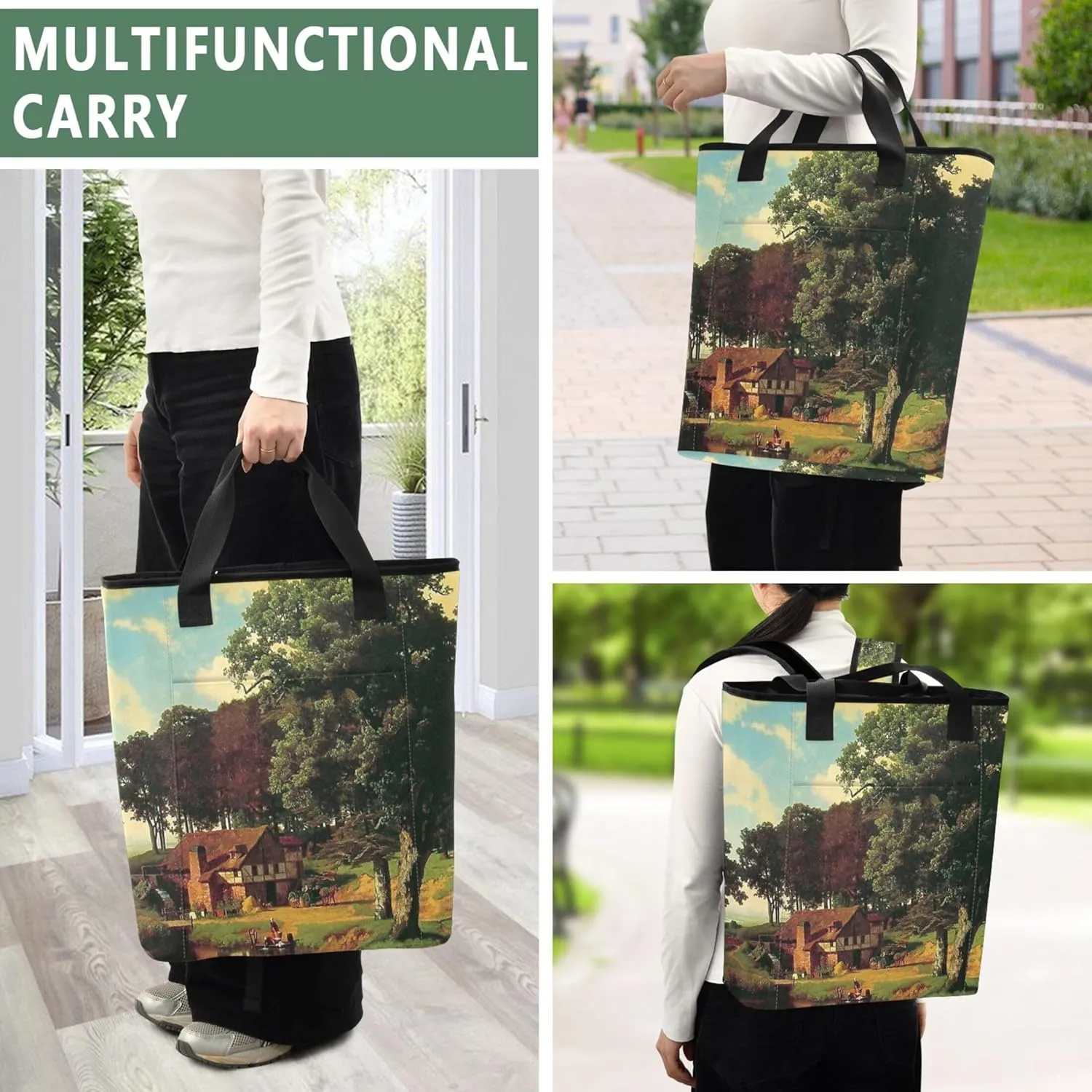 Albert Bierstadt Rustic Mill Painting Cooler Bags 36 Cans Insulated Beach Cooler Bag Cooling Bookbag for Women Travel