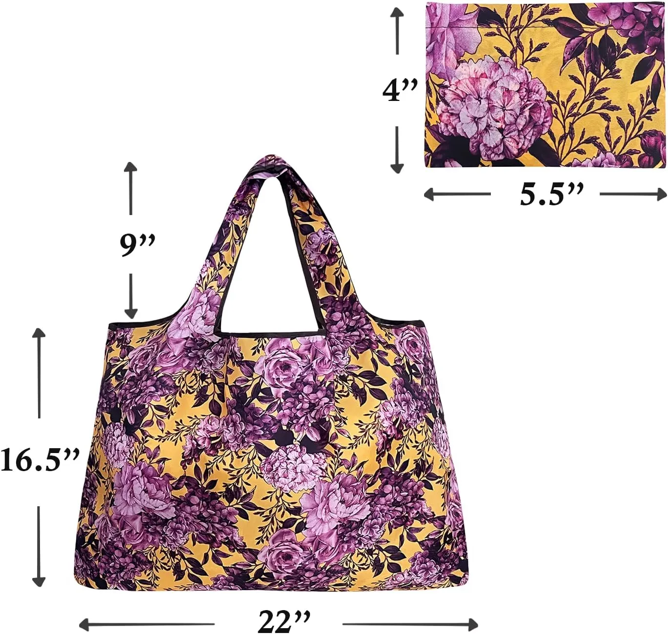 alldyrew Large Foldable Tote Nylon Reusable Grocery Bag, 3 Pack