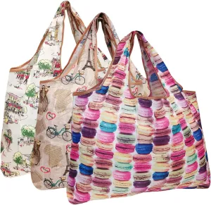 alldyrew Large Foldable Tote Nylon Reusable Grocery Bag, 3 Pack