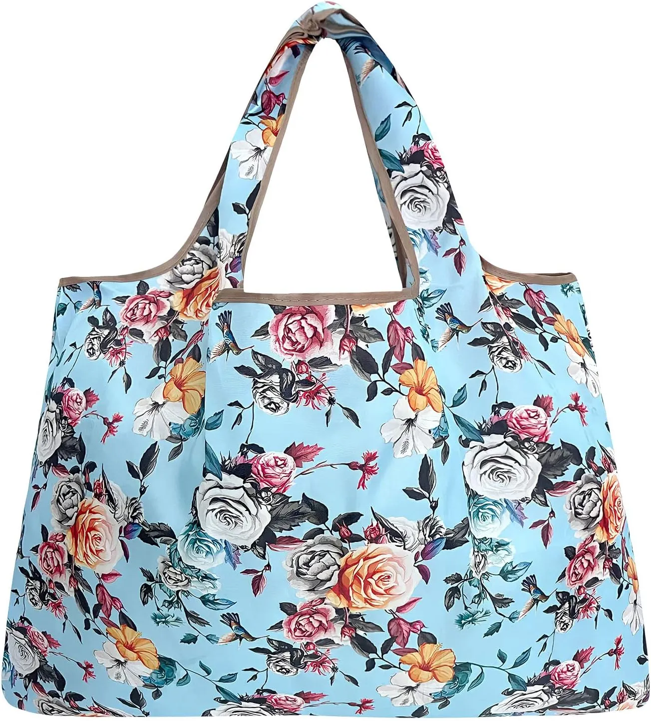 alldyrew Large Foldable Tote Nylon Reusable Grocery Bag, 3 Pack