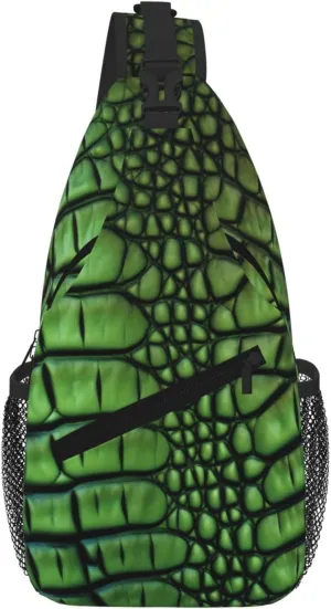 Alligator Skin Sling Bag For Women Men Travel Hiking Backpack Crossbody Shoulder Chest Bags Casual Daypack