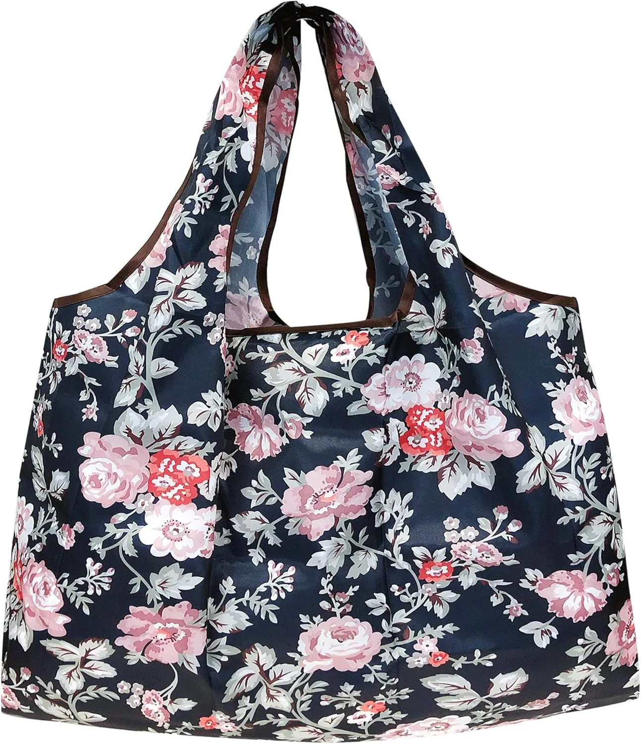 allydrew Large Foldable Tote Nylon Reusable Grocery Bags, 5 Pack