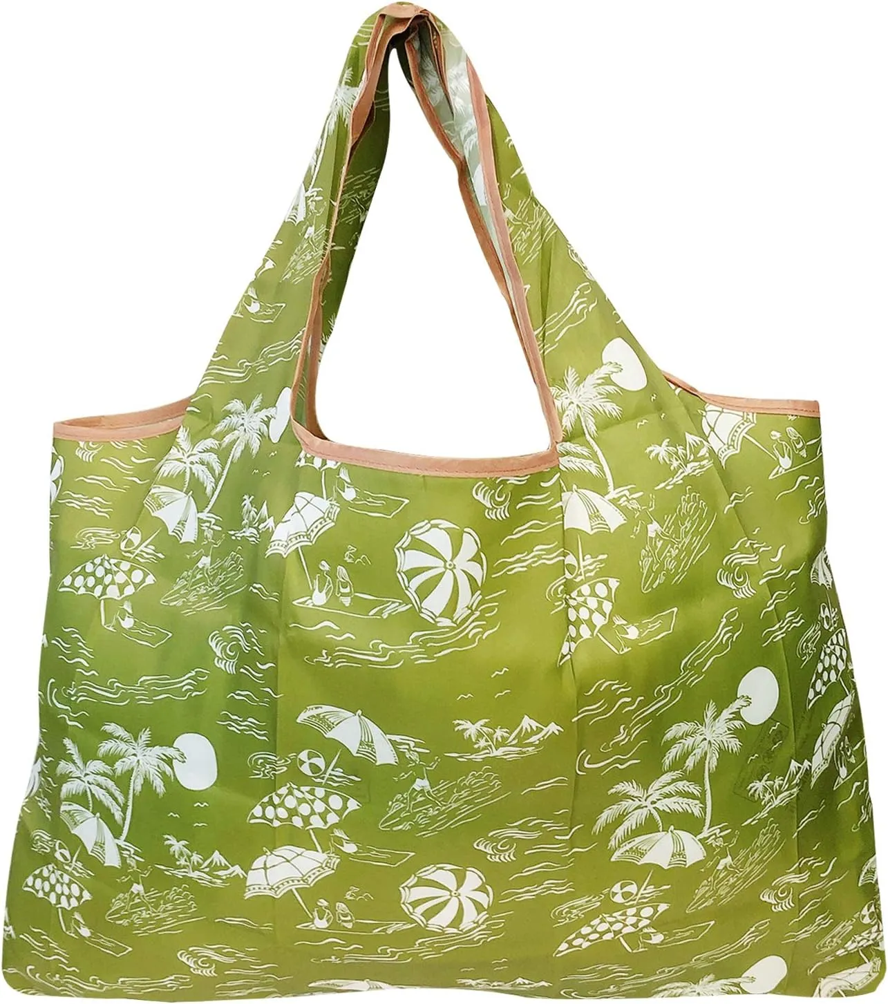 allydrew Large Foldable Tote Nylon Reusable Grocery Bags, 5 Pack