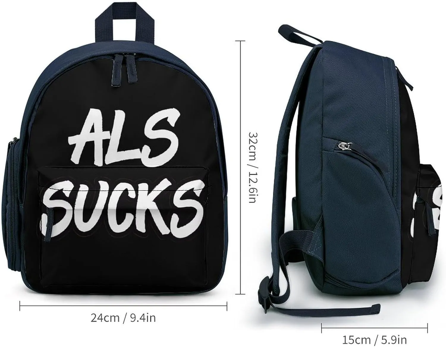 ALS Sucks Awareness Month Travel Backpack Water Resistant Luggage Daypack Business Weekender Bag for Men Women