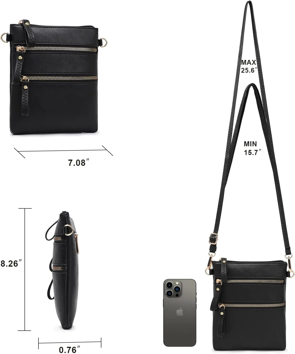 AMELIE GALANTI womens small crossbody strap handbag bag,Soft Leather Fabric Delicate Durable Fashion Design