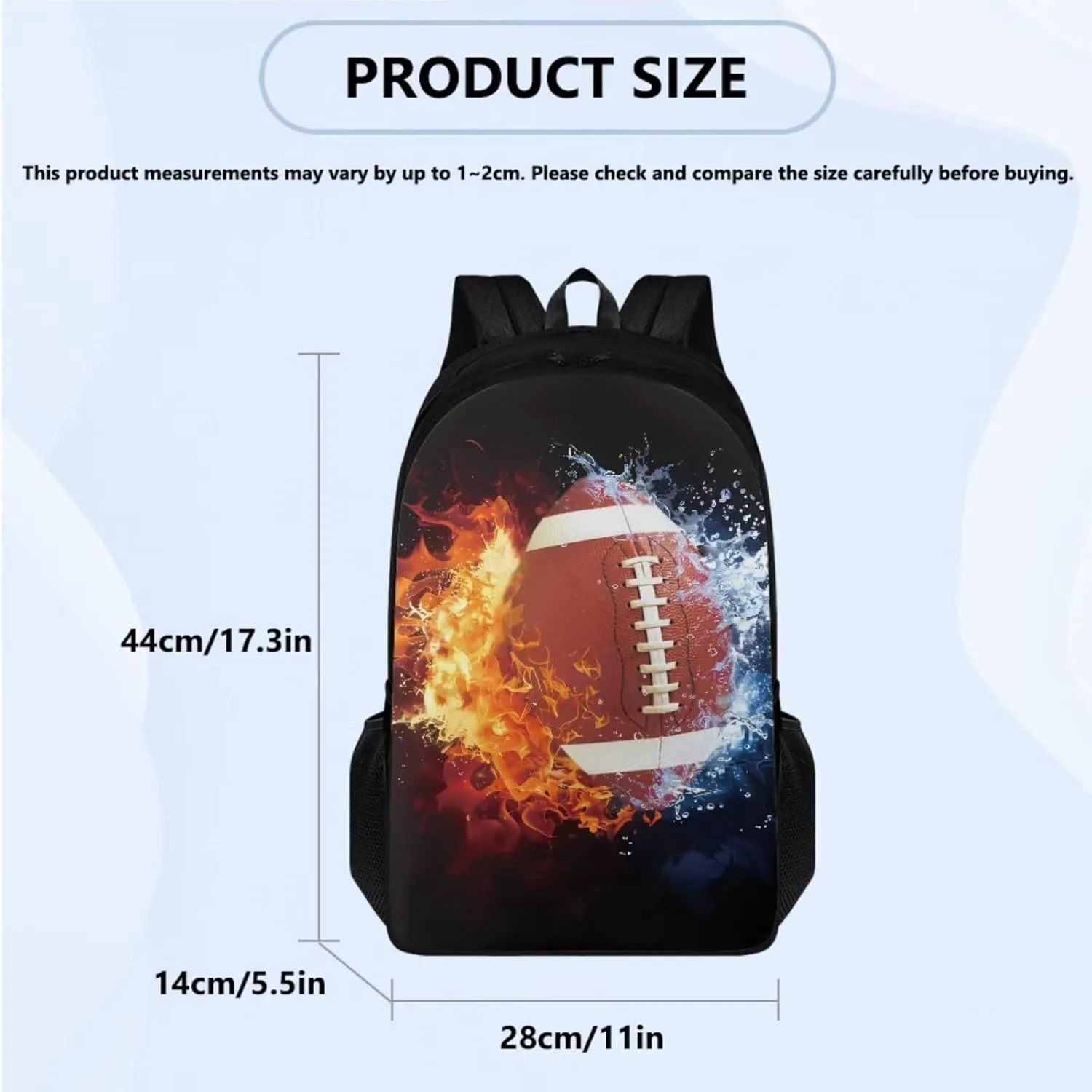 Americal Football Backpack Set of 4 Sports Backpack 17 in Black Boy Backpack Cool Design Casual Daypack School Bookbags for Kids' Backpack with Lunch Bag and Pencil Case