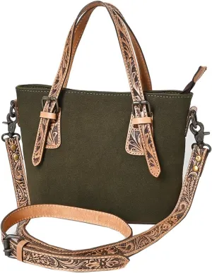 American Darling Crossbody Hand Tooled Oil Rustic Cotton Fabric Genuine Leather Women Bag Western Handbag Purse