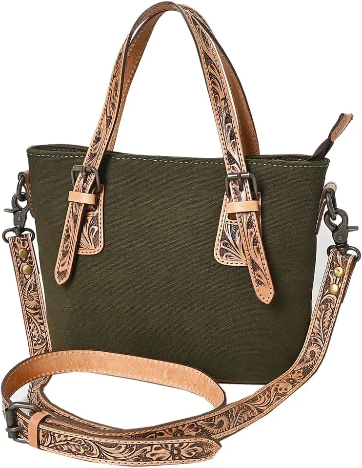 American Darling Crossbody Hand Tooled Oil Rustic Cotton Fabric Genuine Leather Women Bag Western Handbag Purse