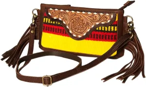 American Darling Small Cross Body Saddle Blanket Fabric Genuine Leather Western Women Bag | Handbag Purse | Crossbody Bag for Women | Cute Crossbody Bag | Crossbody Purse