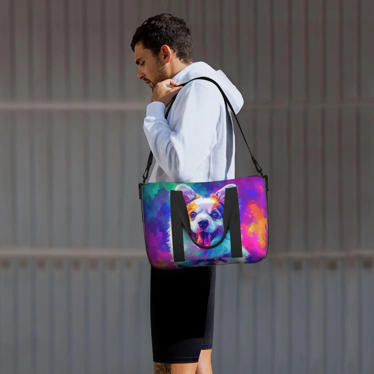 american eskimo colorful print Travel Duffel Bag, Sports Tote Gym Bag, Swim Pool Bag Large Shoulder Tote Bag for Beach Weekender
