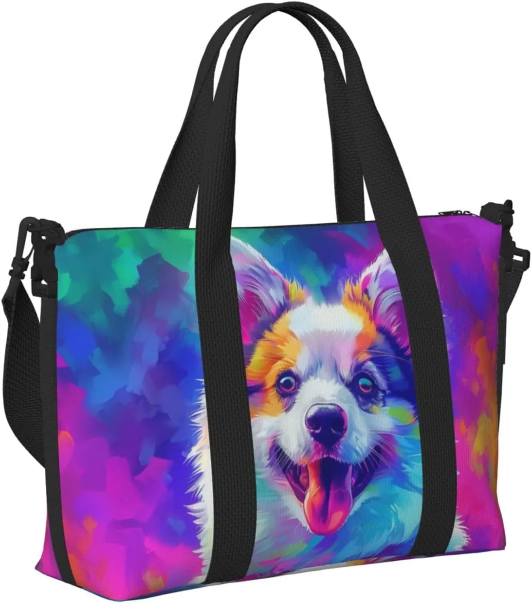 american eskimo colorful print Travel Duffel Bag, Sports Tote Gym Bag, Swim Pool Bag Large Shoulder Tote Bag for Beach Weekender