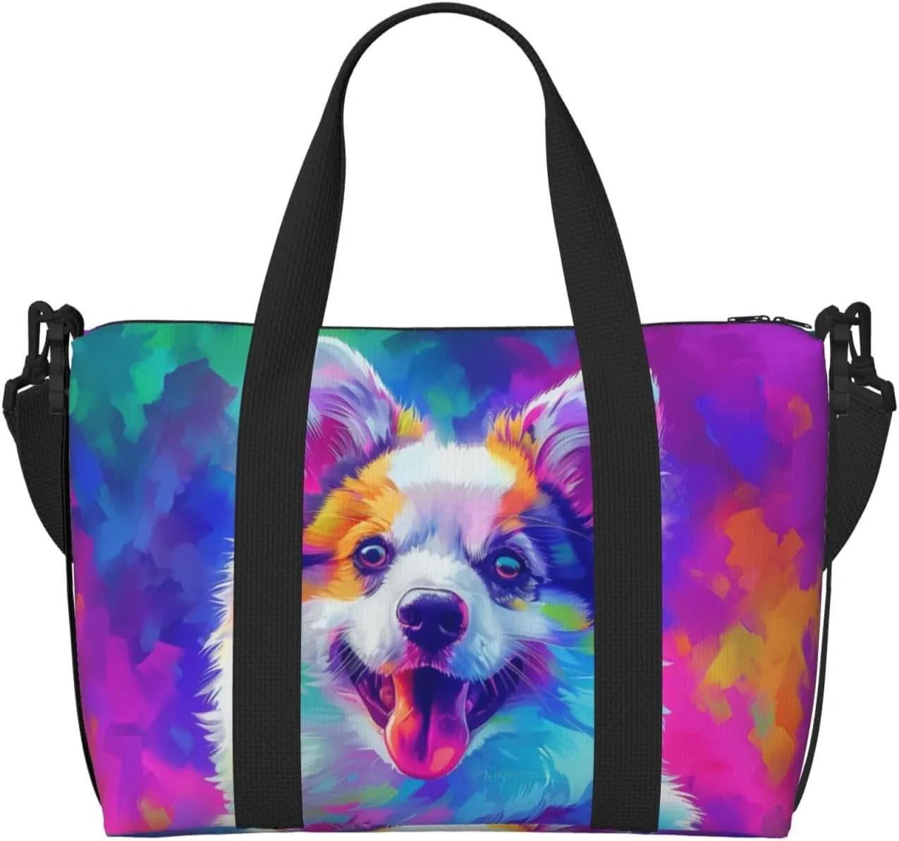 american eskimo colorful print Travel Duffel Bag, Sports Tote Gym Bag, Swim Pool Bag Large Shoulder Tote Bag for Beach Weekender