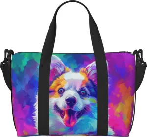 american eskimo colorful print Travel Duffel Bag, Sports Tote Gym Bag, Swim Pool Bag Large Shoulder Tote Bag for Beach Weekender