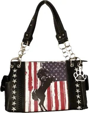 American Flag Purses Women Patriotic Bag Horse Handbag Western Equestrian Gifts Red White Blue