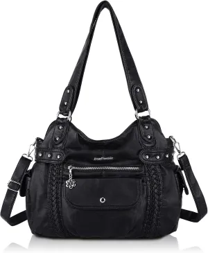 Angel Barcelo Roomy Fashion Hobo Womens Handbags Ladies Purse Satchel Shoulder Bags Tote Washed Leather Bag