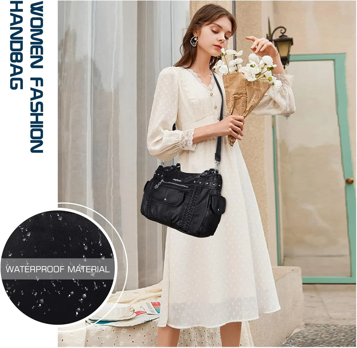 Angel Barcelo Roomy Fashion Hobo Womens Handbags Ladies Purse Satchel Shoulder Bags Tote Washed Leather Bag