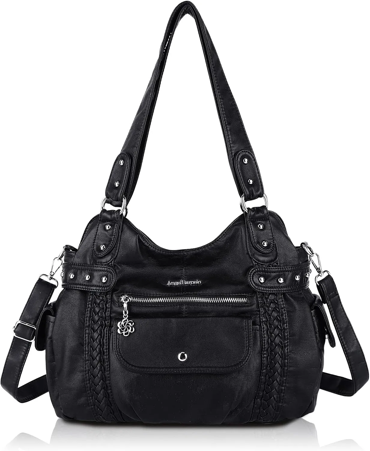 Angel Barcelo Roomy Fashion Hobo Womens Handbags Ladies Purse Satchel Shoulder Bags Tote Washed Leather Bag