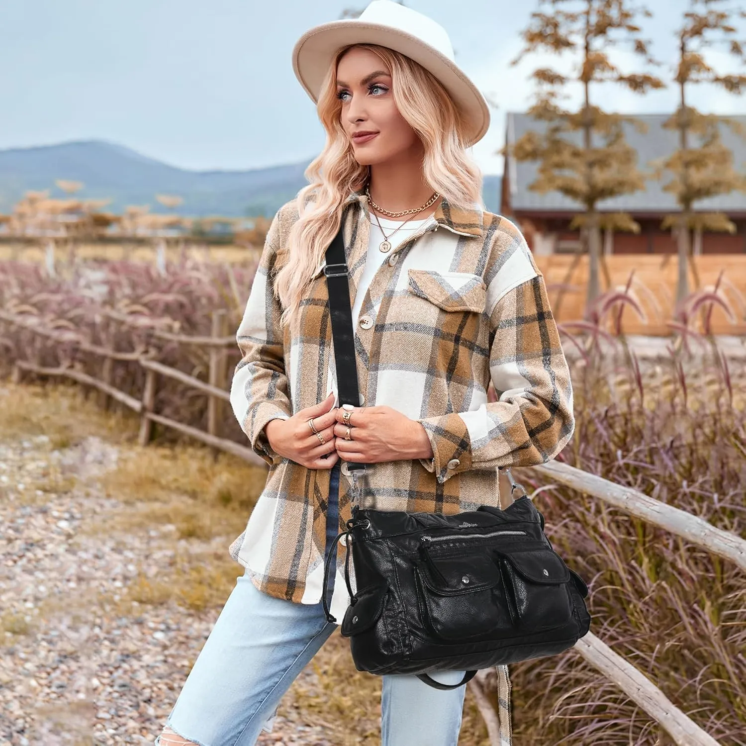 Angel Kiss Handbags for Women Soft Vegan Leather Purses Multiple Pockets Shoulder Bags Ladies Roomy Zippers Tote Bag
