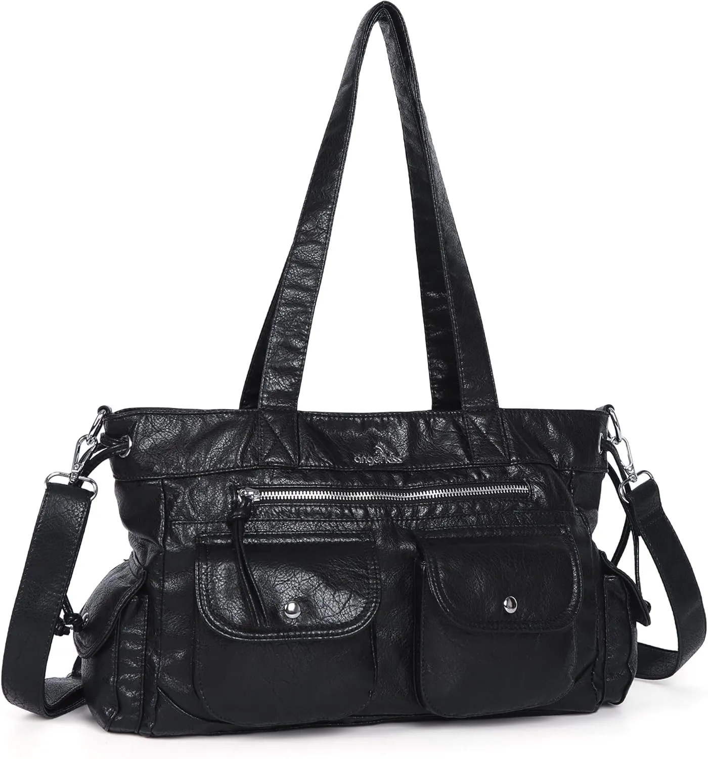 Angel Kiss Handbags for Women Soft Vegan Leather Purses Multiple Pockets Shoulder Bags Ladies Roomy Zippers Tote Bag