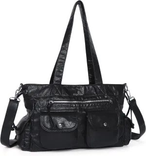 Angel Kiss Handbags for Women Soft Vegan Leather Purses Multiple Pockets Shoulder Bags Ladies Roomy Zippers Tote Bag