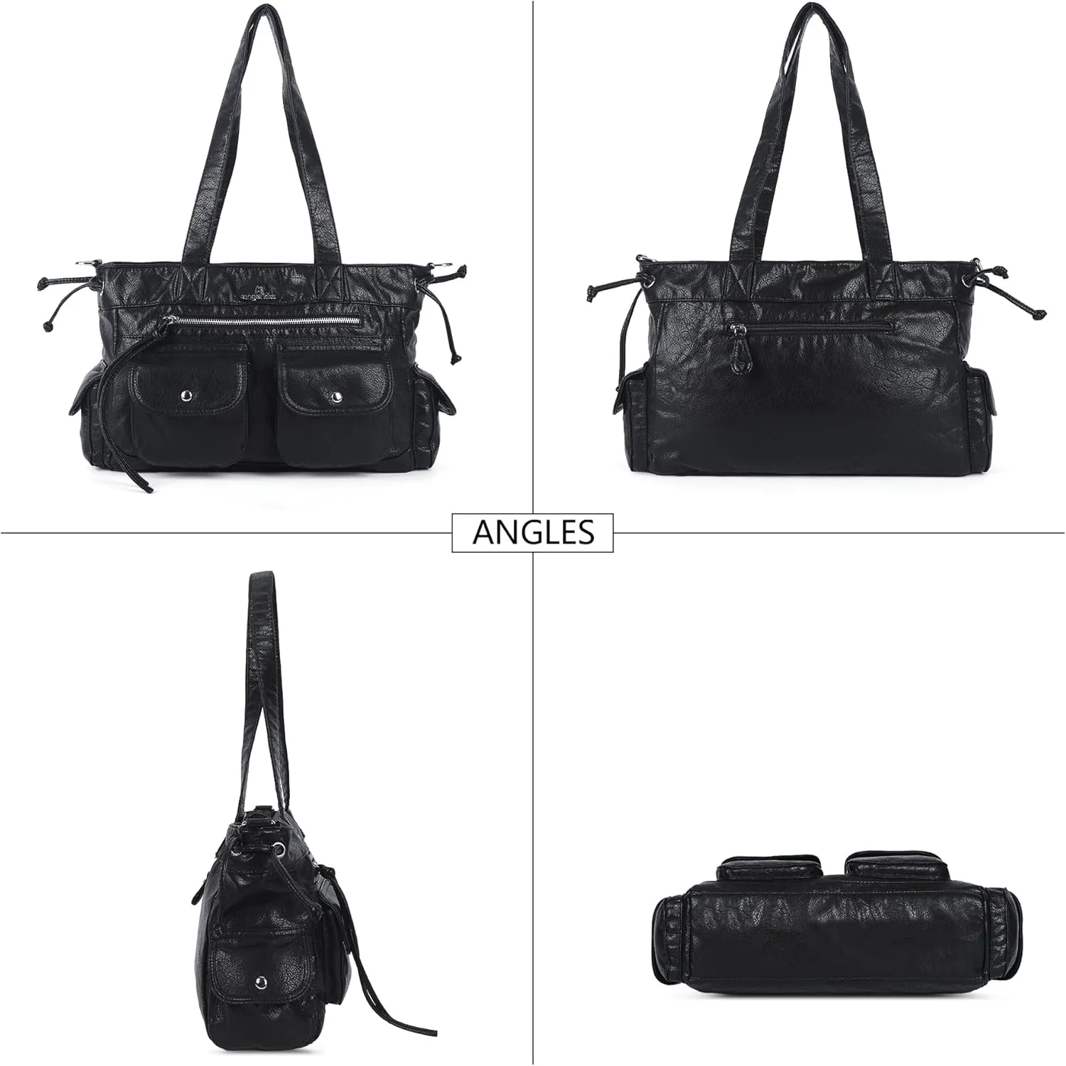 Angel Kiss Handbags for Women Soft Vegan Leather Purses Multiple Pockets Shoulder Bags Ladies Roomy Zippers Tote Bag