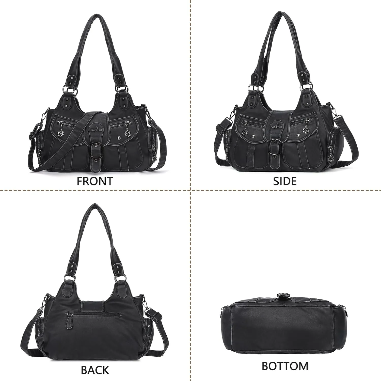 Angel Kiss Hobo Bags for Women Vegan Leather Shoulder Purses and Handbags Ladies Roomy Tote Bags Purse with Crossbody Strap