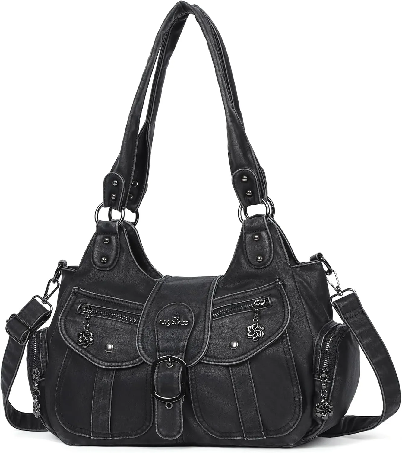 Angel Kiss Hobo Bags for Women Vegan Leather Shoulder Purses and Handbags Ladies Roomy Tote Bags Purse with Crossbody Strap