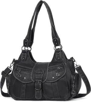Angel Kiss Hobo Bags for Women Vegan Leather Shoulder Purses and Handbags Ladies Roomy Tote Bags Purse with Crossbody Strap