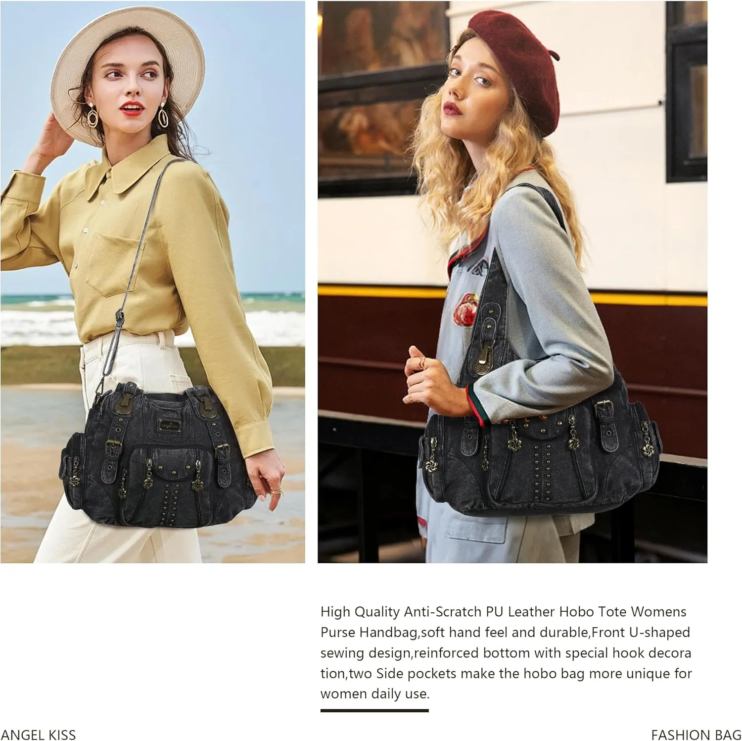 Angel Kiss Purses for Women Soft PU Leather Large Hobo Bags for Women Shoulder Bag