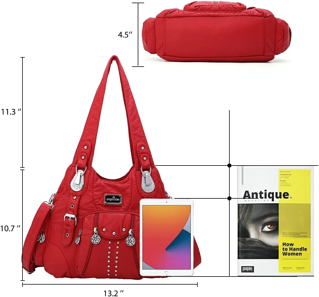 Angel Kiss Purses for Women Soft PU Leather Large Hobo Bags for Women Shoulder Bag