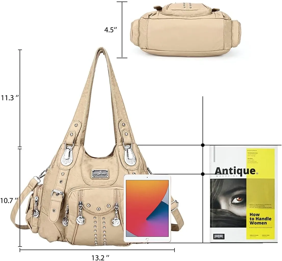 Angel Kiss Purses for Women Soft PU Leather Large Hobo Bags for Women Shoulder Bag