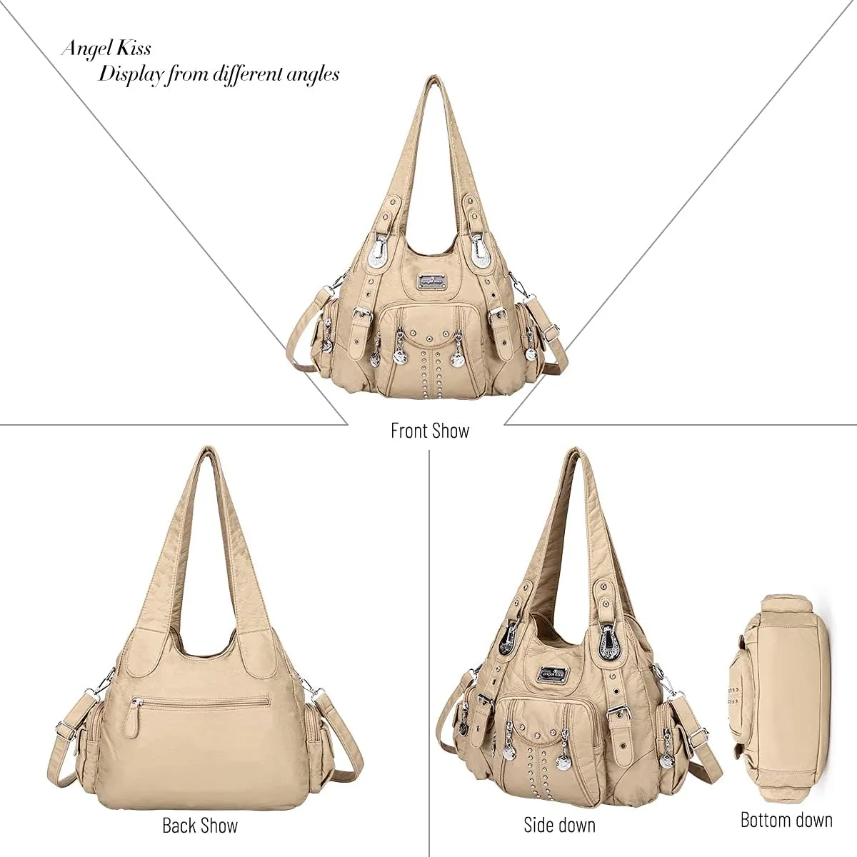 Angel Kiss Purses for Women Soft PU Leather Large Hobo Bags for Women Shoulder Bag