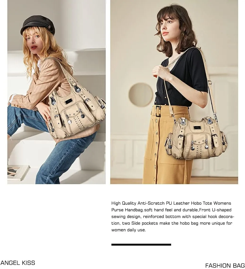 Angel Kiss Purses for Women Soft PU Leather Large Hobo Bags for Women Shoulder Bag